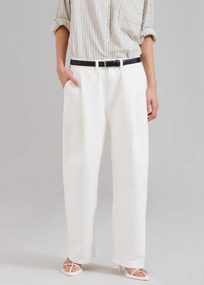 Clothing WomenMen The Frankie Shop Drew Denim Pants 8211 White