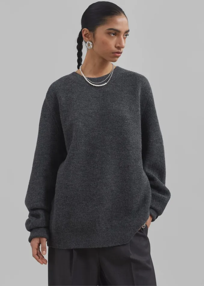 Clothing WomenMen The Frankie Shop Emory Sweater 8211 Charcoal