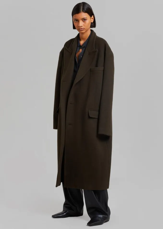 Clothing Women The Frankie Shop Anya Oversized Coat 8211 Dark Brown