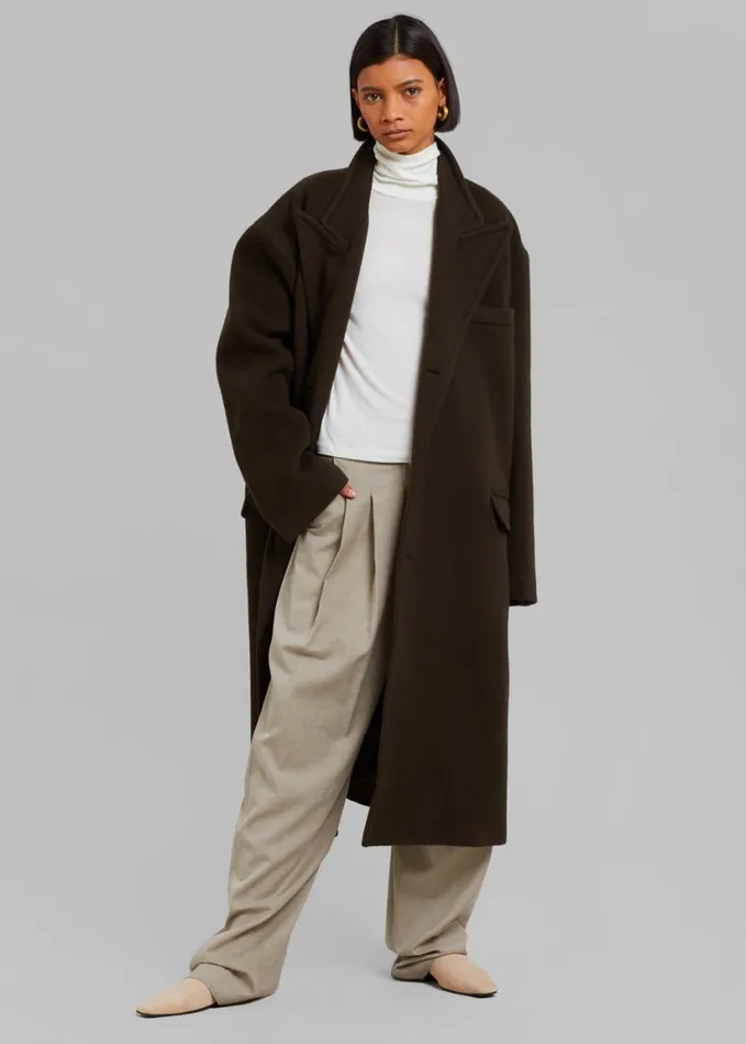 Clothing Women The Frankie Shop Anya Oversized Coat 8211 Dark Brown