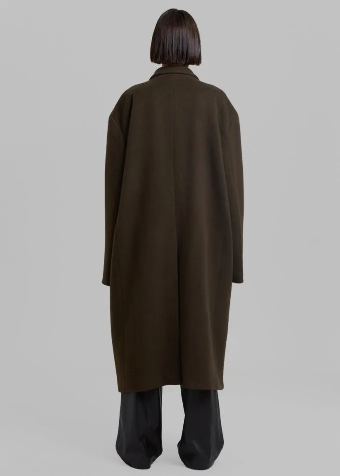 Clothing Women The Frankie Shop Anya Oversized Coat 8211 Dark Brown