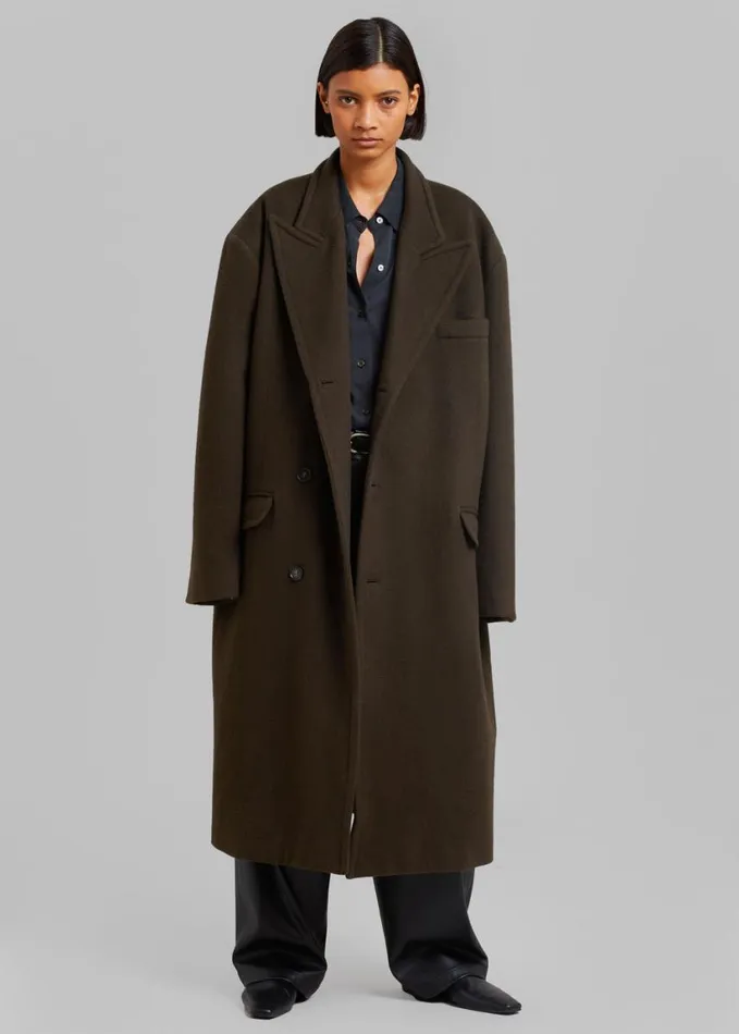 Clothing Women The Frankie Shop Anya Oversized Coat 8211 Dark Brown