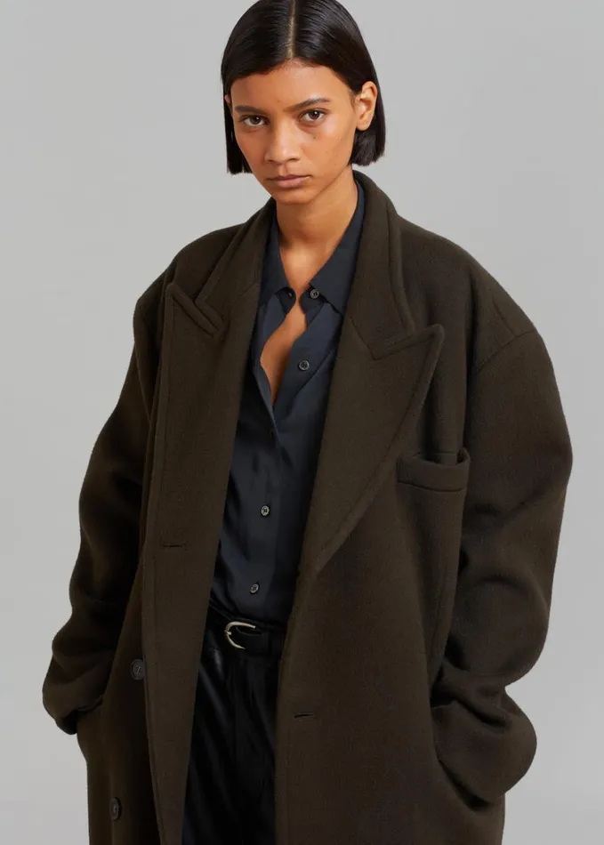 Clothing Women The Frankie Shop Anya Oversized Coat 8211 Dark Brown