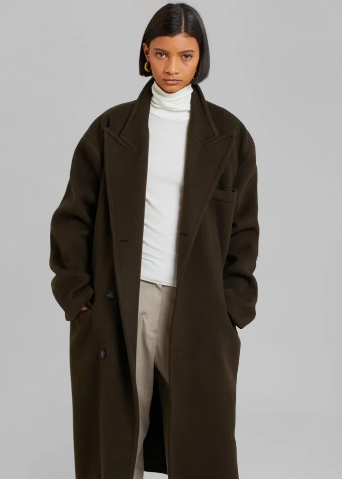 Clothing Women The Frankie Shop Anya Oversized Coat 8211 Dark Brown