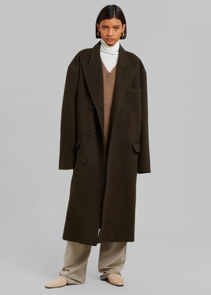 Clothing Women The Frankie Shop Anya Oversized Coat 8211 Dark Brown