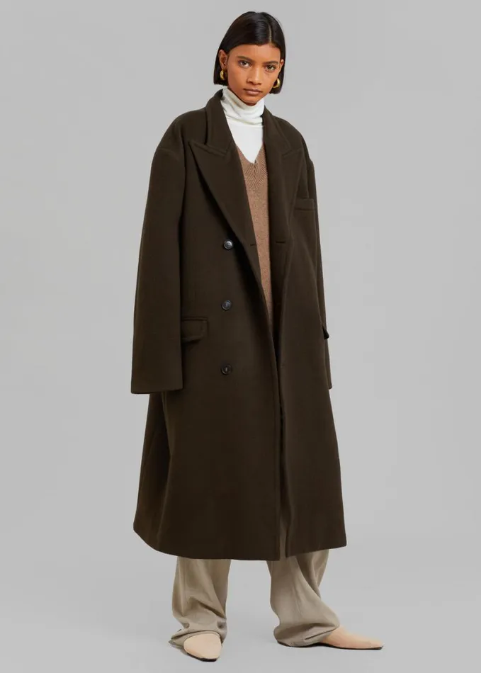 Clothing Women The Frankie Shop Anya Oversized Coat 8211 Dark Brown
