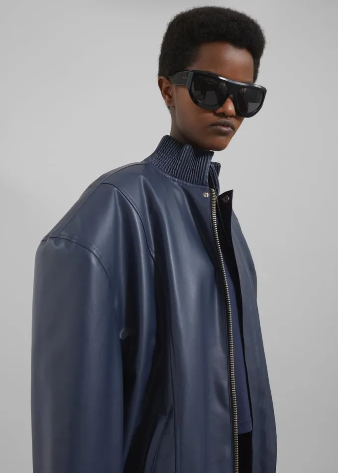 Clothing Women The Frankie Shop Arley Oversized Faux Leather Bomber 8211 Navy