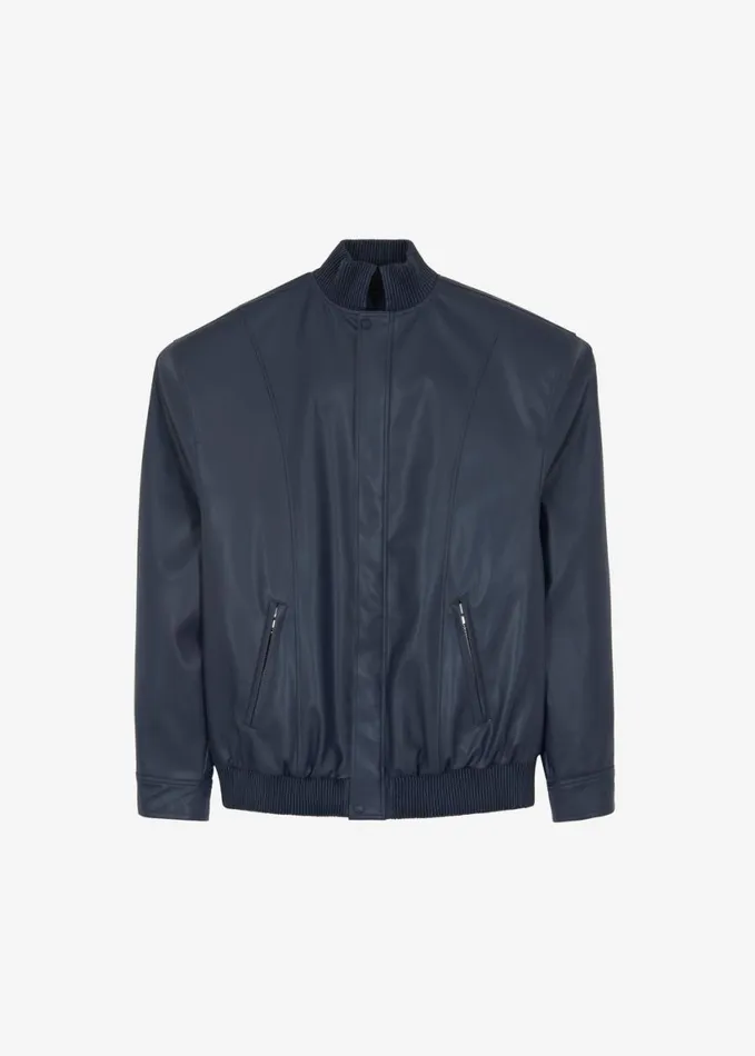 Clothing Women The Frankie Shop Arley Oversized Faux Leather Bomber 8211 Navy