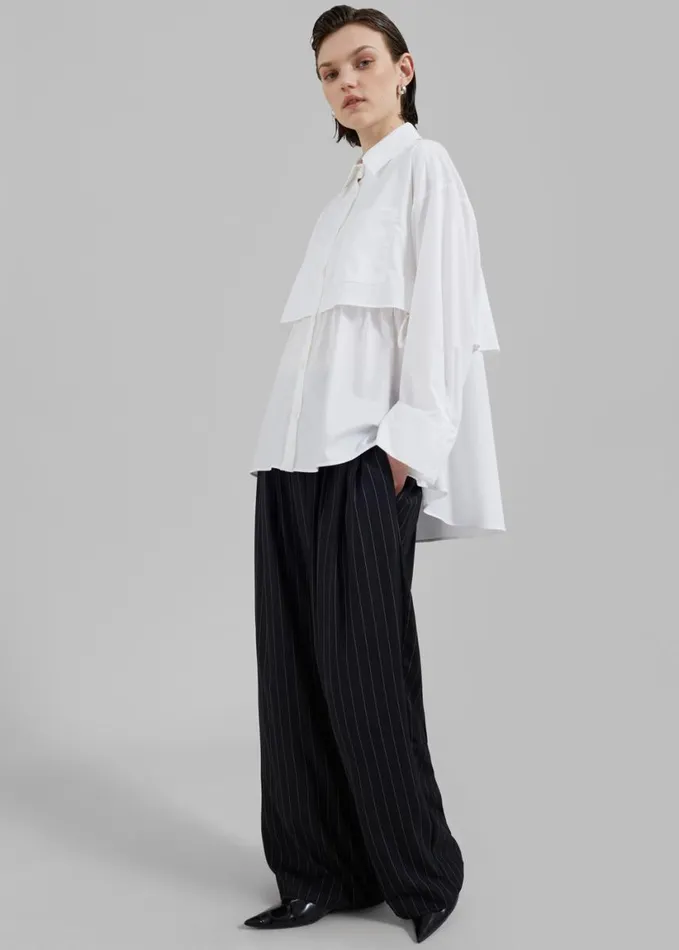 Clothing Women The Frankie Shop Bria Layered Button Up Shirt 8211 White