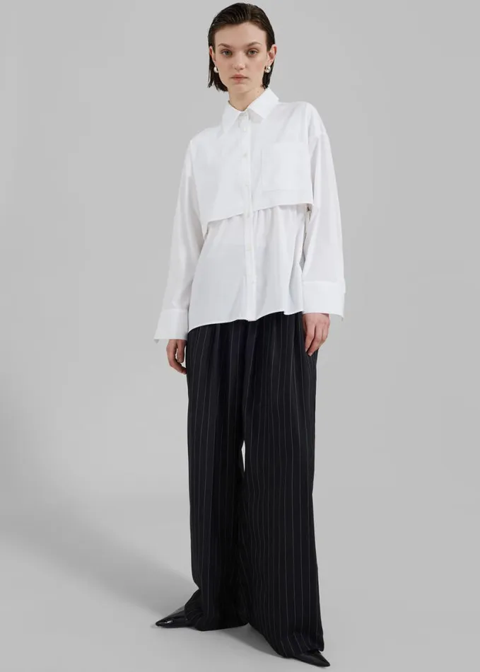 Clothing Women The Frankie Shop Bria Layered Button Up Shirt 8211 White