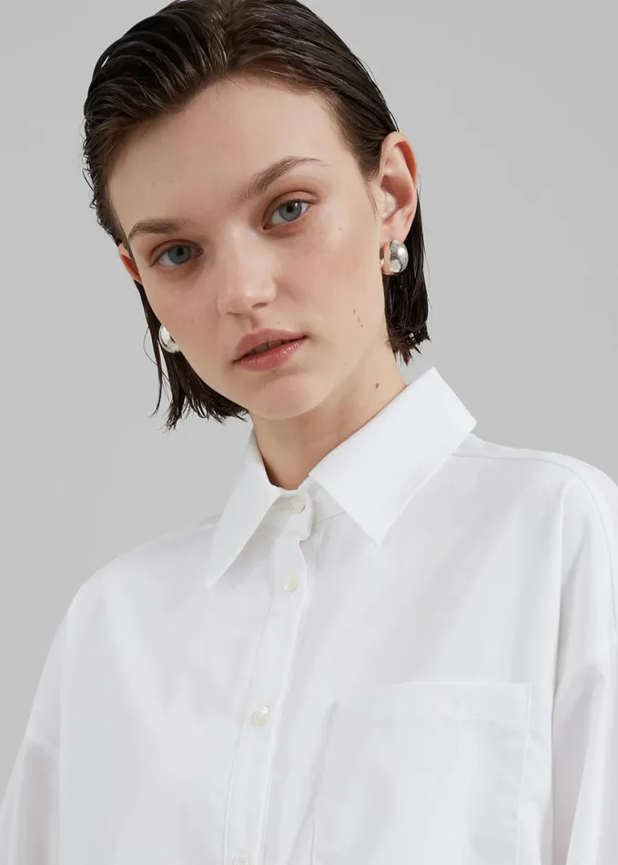 Clothing Women The Frankie Shop Bria Layered Button Up Shirt 8211 White