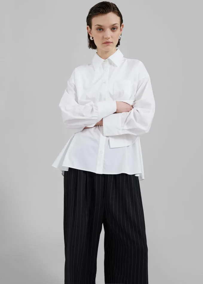 Clothing Women The Frankie Shop Bria Layered Button Up Shirt 8211 White