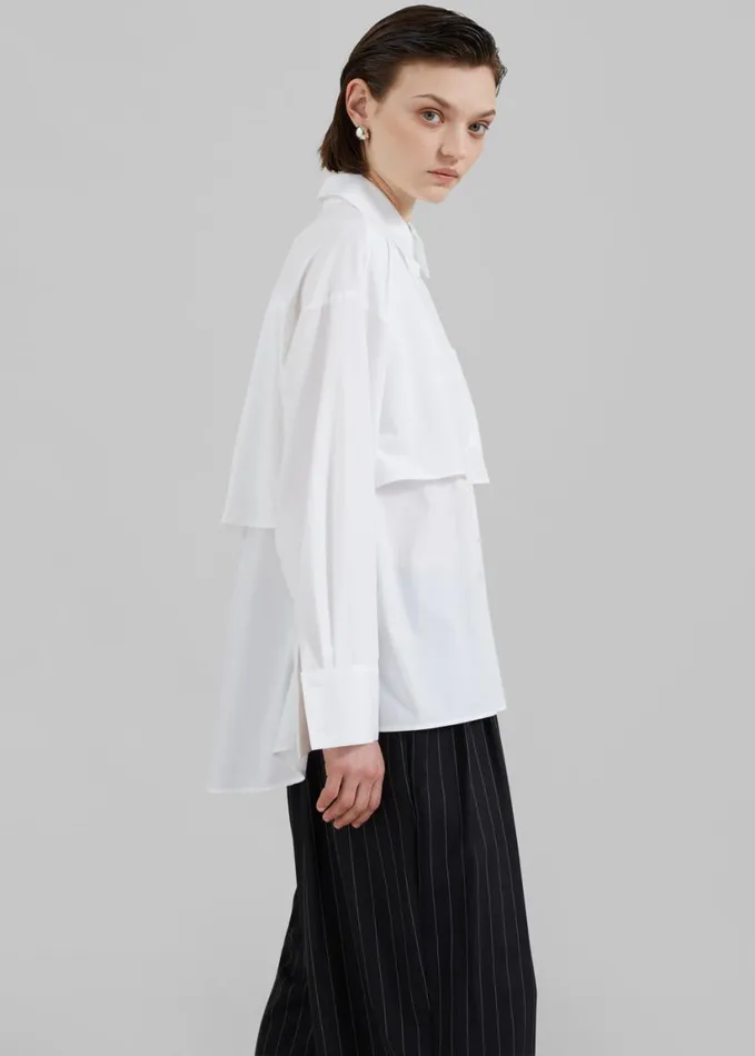 Clothing Women The Frankie Shop Bria Layered Button Up Shirt 8211 White