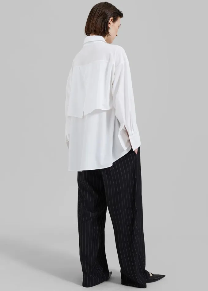Clothing Women The Frankie Shop Bria Layered Button Up Shirt 8211 White