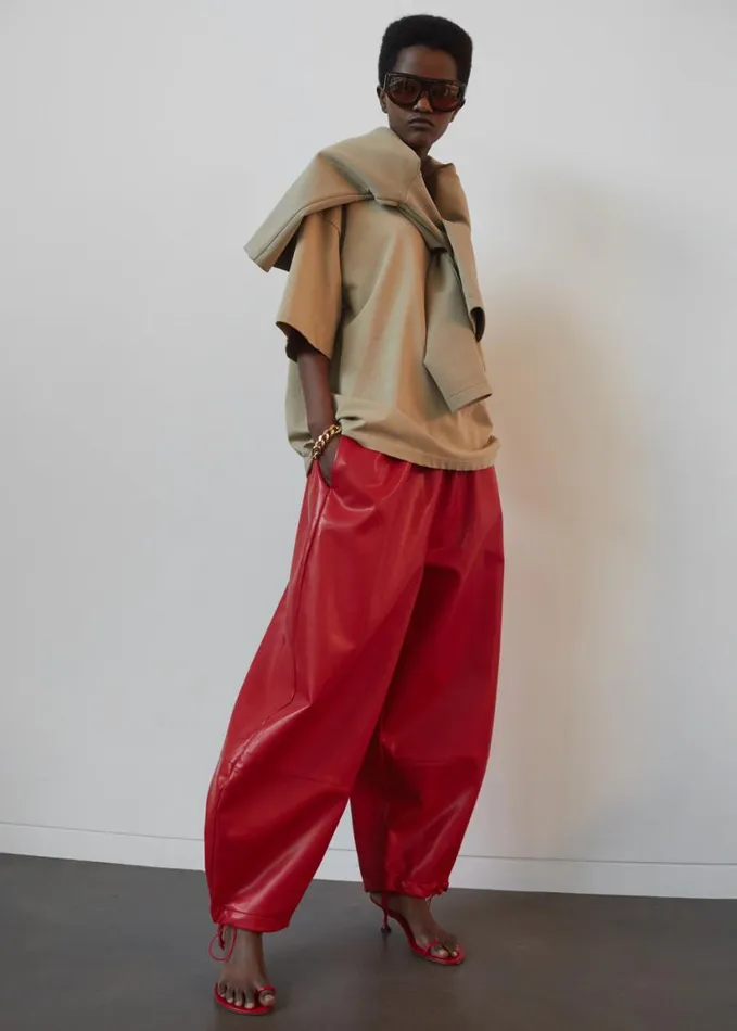 Clothing Women The Frankie Shop Briar Faux Leather Balloon Pants 8211 Red