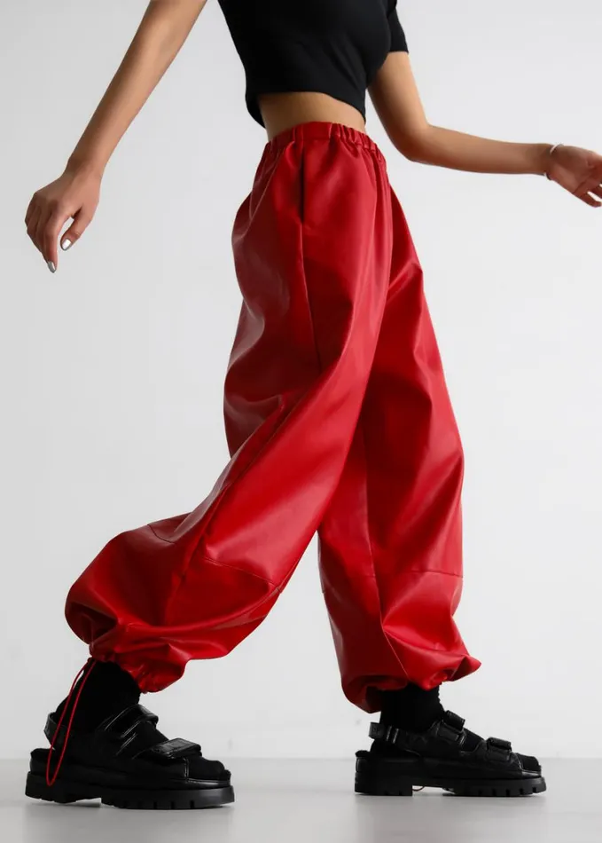 Clothing Women The Frankie Shop Briar Faux Leather Balloon Pants 8211 Red