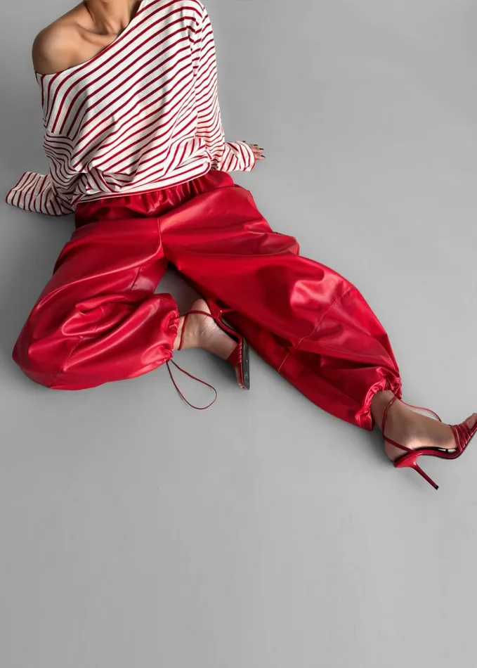 Clothing Women The Frankie Shop Briar Faux Leather Balloon Pants 8211 Red