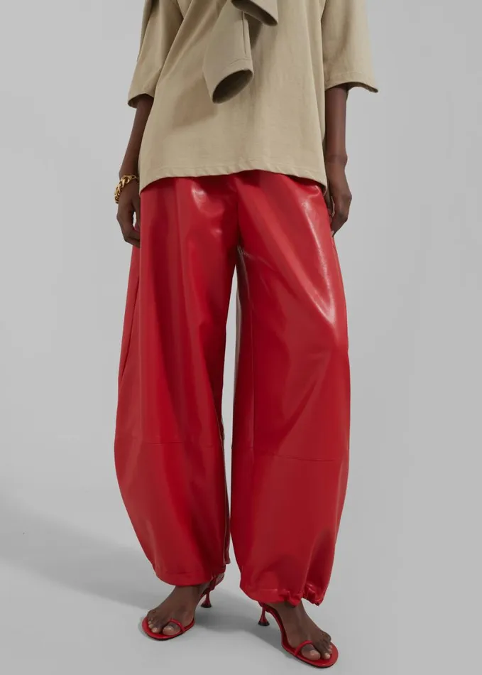 Clothing Women The Frankie Shop Briar Faux Leather Balloon Pants 8211 Red