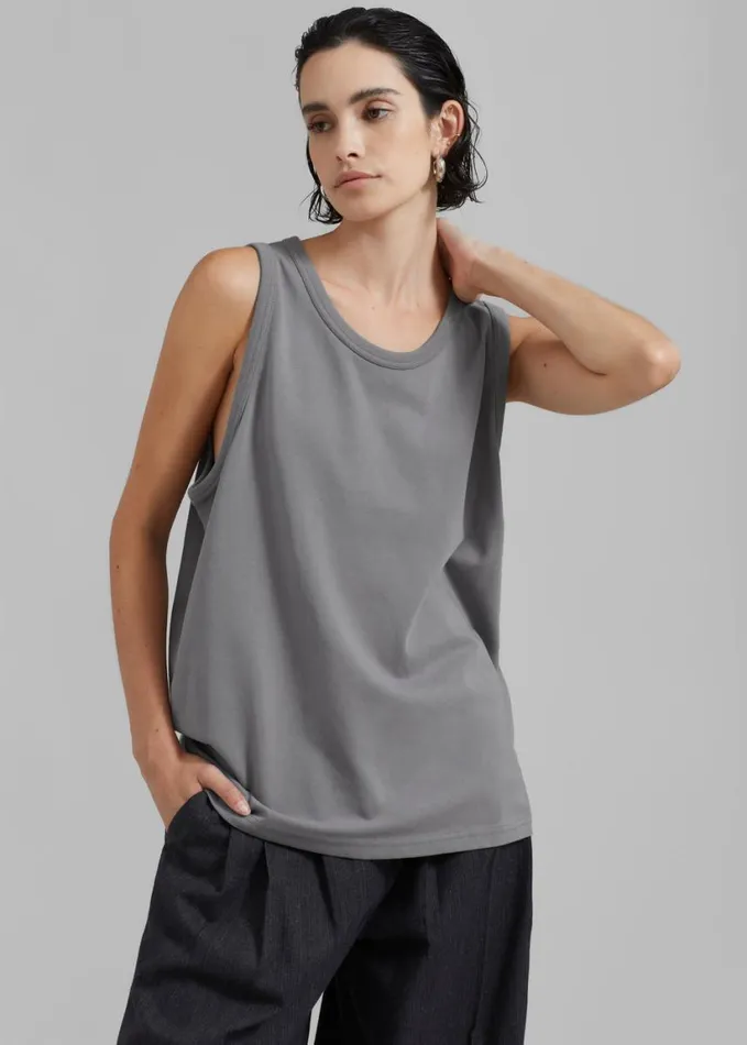 Clothing Women The Frankie Shop Briston Boxy Tank 8211 Grey