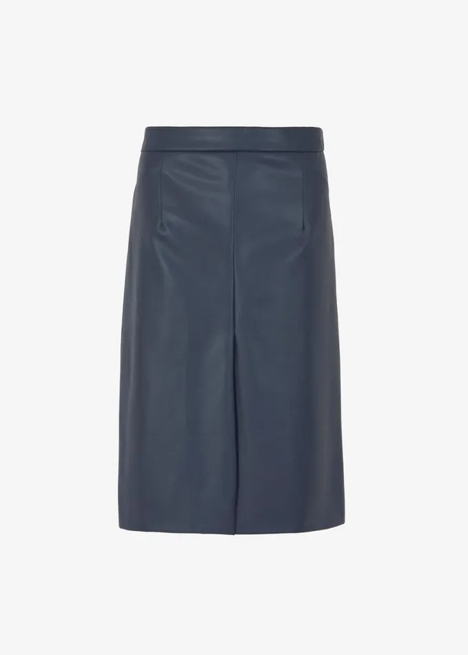 Clothing Women The Frankie Shop Brooklyn Faux Leather Midi Skirt 8211 Navy