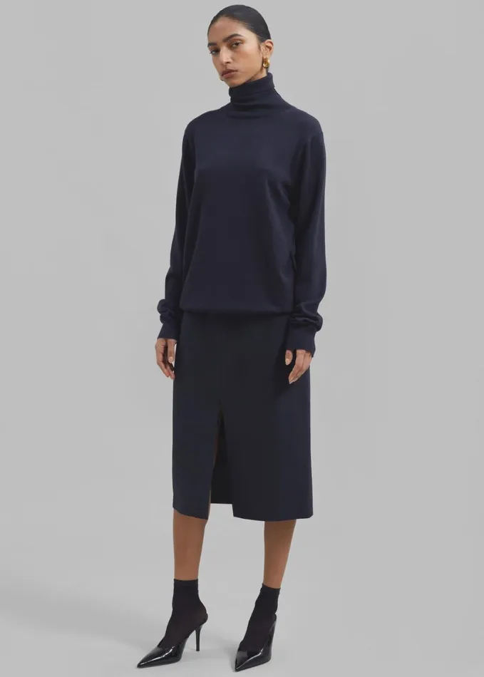 Clothing Women The Frankie Shop Brooklyn Midi Skirt 8211 Navy