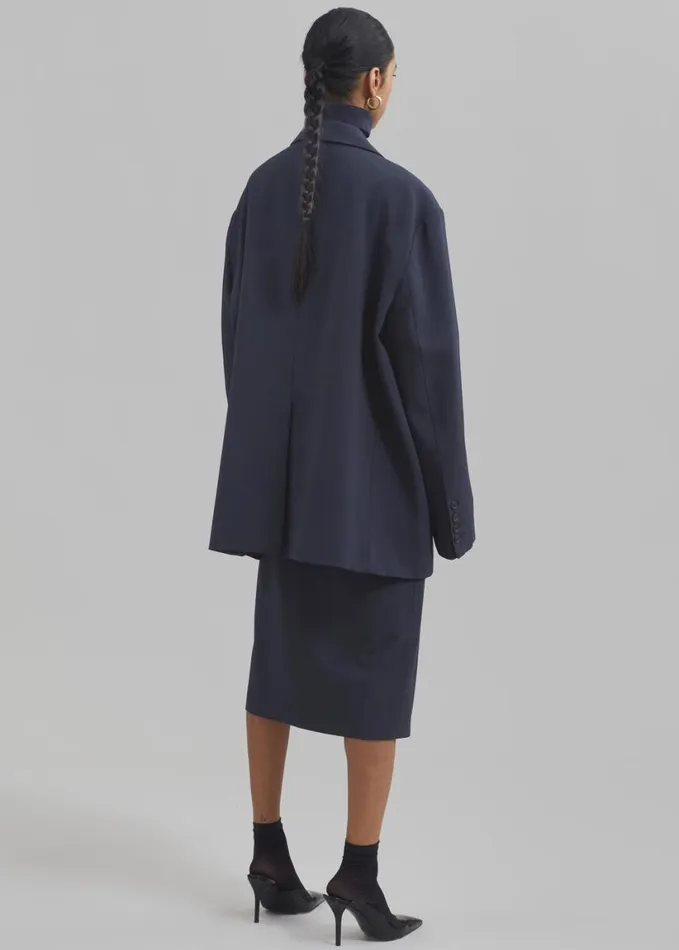 Clothing Women The Frankie Shop Brooklyn Midi Skirt 8211 Navy