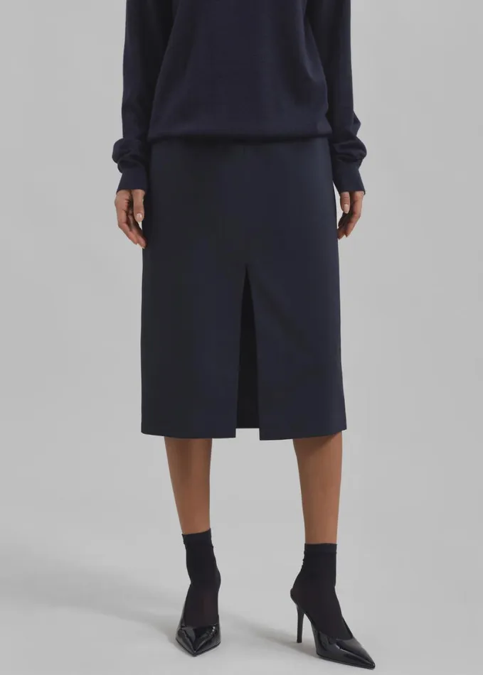 Clothing Women The Frankie Shop Brooklyn Midi Skirt 8211 Navy