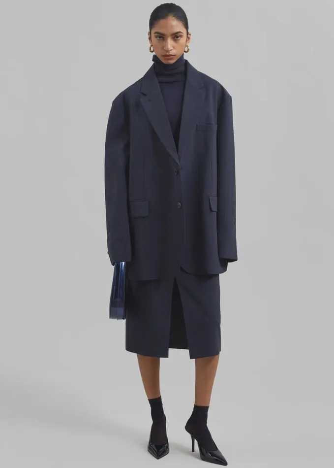 Clothing Women The Frankie Shop Brooklyn Midi Skirt 8211 Navy