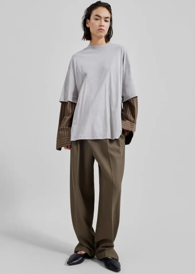 Clothing Women The Frankie Shop Bryton Layered Tee 8211 GreyBrown