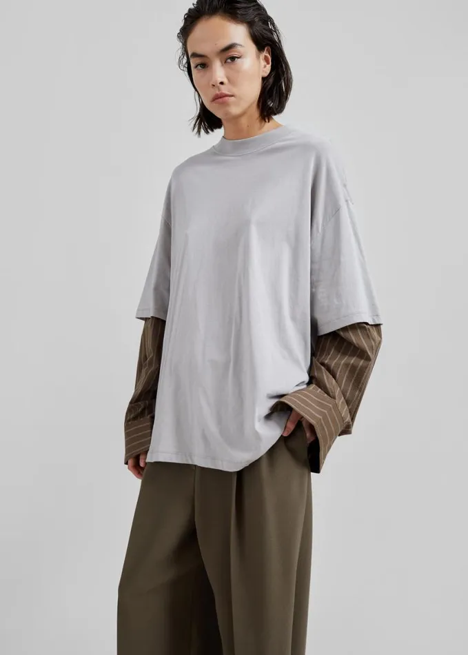 Clothing Women The Frankie Shop Bryton Layered Tee 8211 GreyBrown