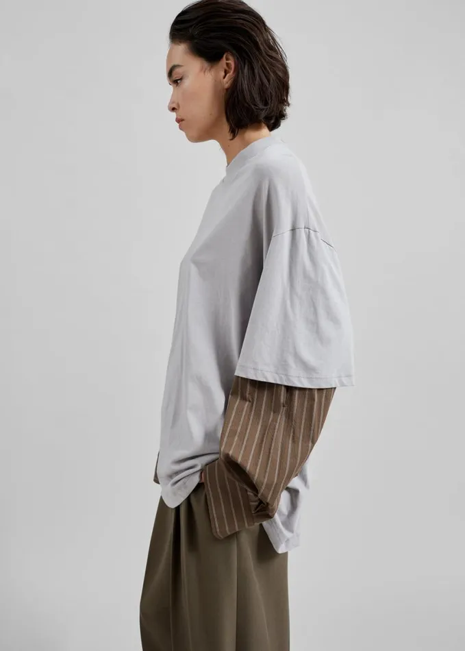 Clothing Women The Frankie Shop Bryton Layered Tee 8211 GreyBrown