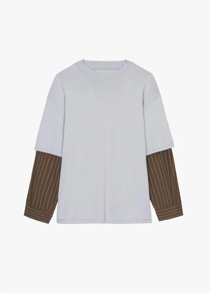 Clothing Women The Frankie Shop Bryton Layered Tee 8211 GreyBrown