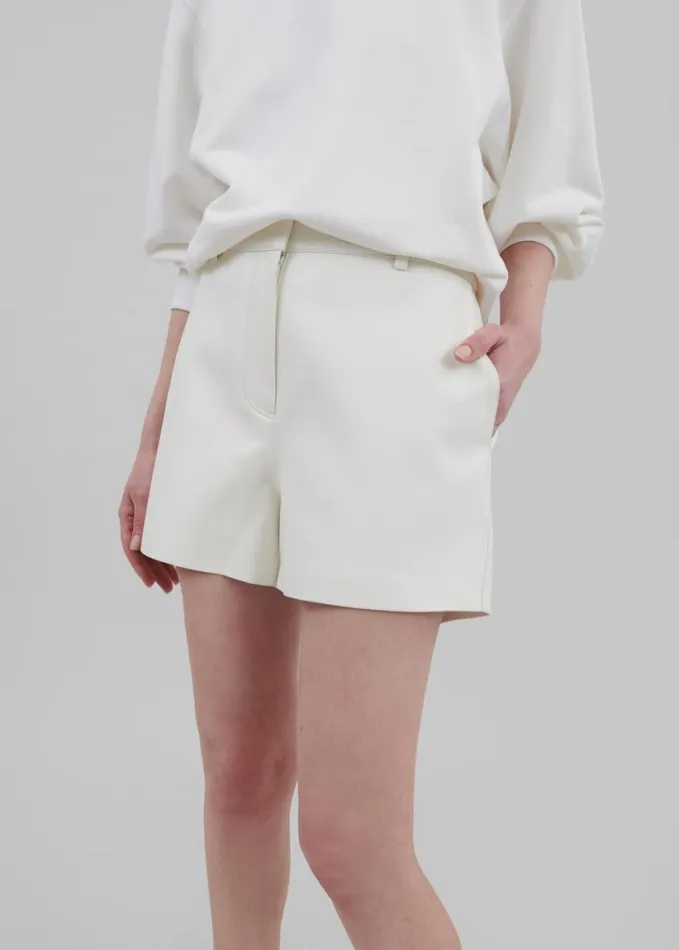 Clothing Women The Frankie Shop Cassie Faux Leather Mini Shorts 8211 White