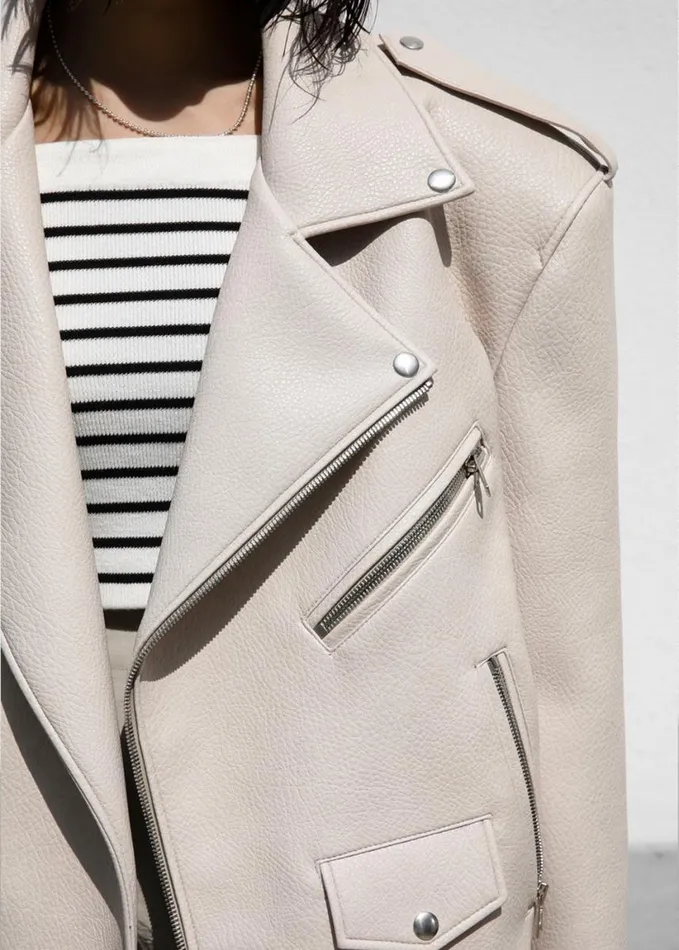Clothing Women The Frankie Shop Chicago Oversized Biker Jacket 8211 Cream