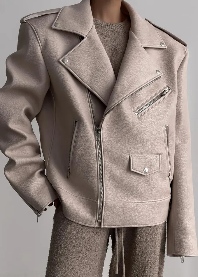 Clothing Women The Frankie Shop Chicago Oversized Biker Jacket 8211 Cream