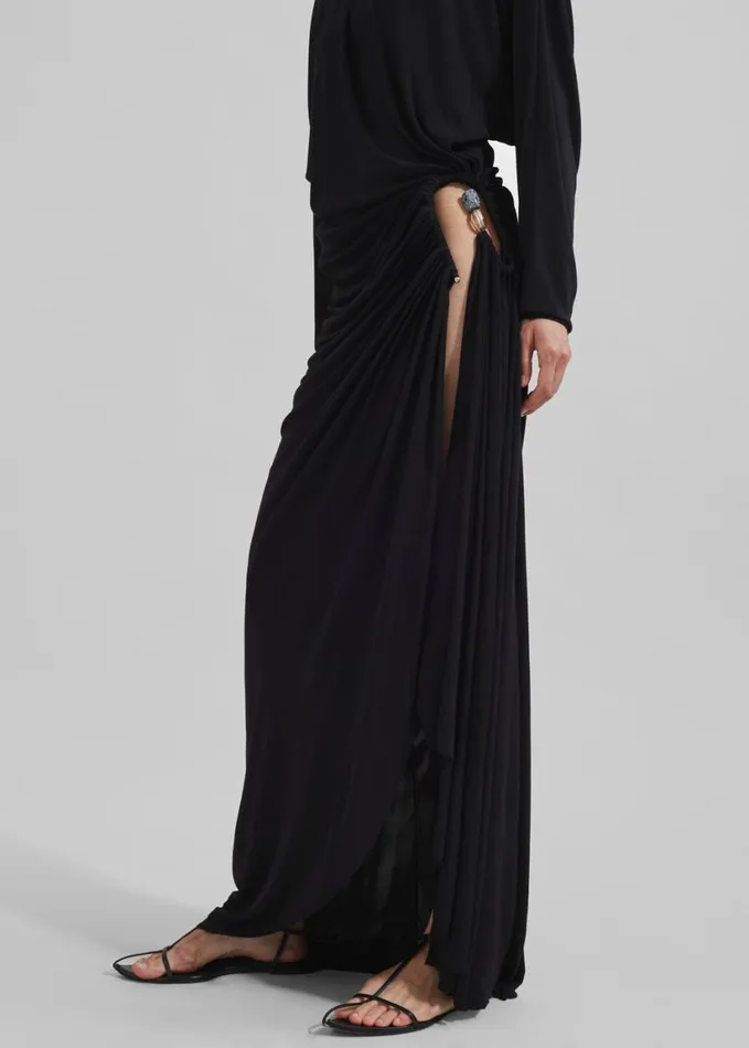 Clothing Women The Frankie Shop Christopher Esber Helix Crystal Stone Long Sleeve Dress 8211 Black