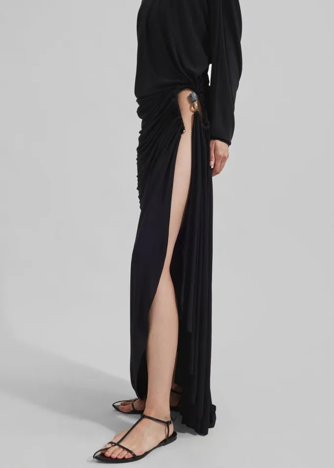 Clothing Women The Frankie Shop Christopher Esber Helix Crystal Stone Long Sleeve Dress 8211 Black