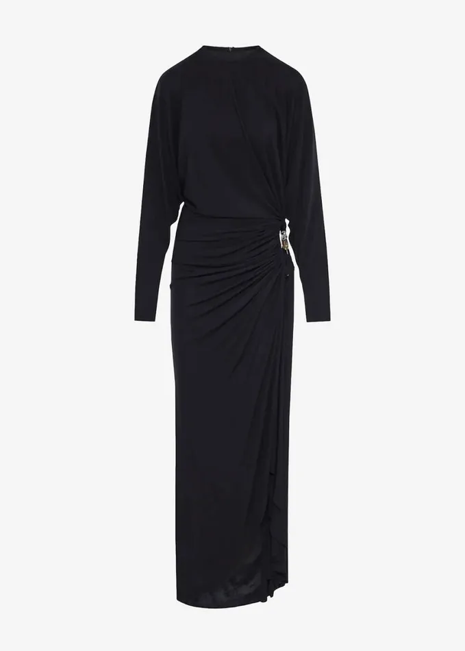 Clothing Women The Frankie Shop Christopher Esber Helix Crystal Stone Long Sleeve Dress 8211 Black