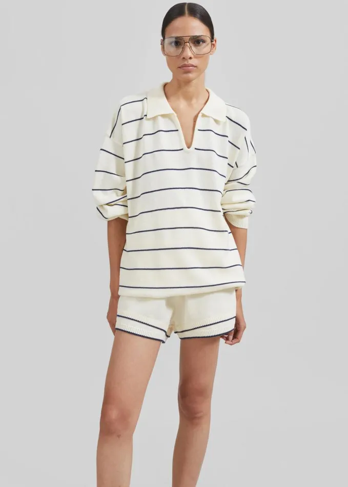 Clothing Women The Frankie Shop Claudia Knit Shorts 8211 CreamNavy Stripe