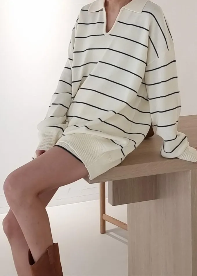 Clothing Women The Frankie Shop Claudia Knit Shorts 8211 CreamNavy Stripe