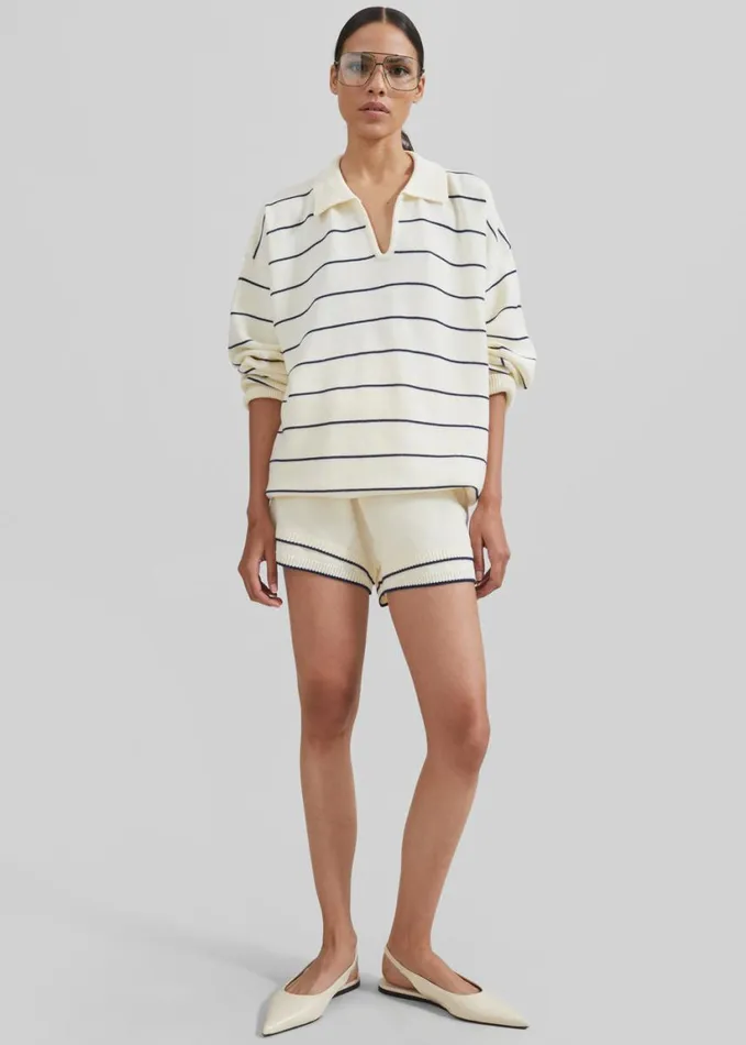 Clothing Women The Frankie Shop Claudia Knit Shorts 8211 CreamNavy Stripe