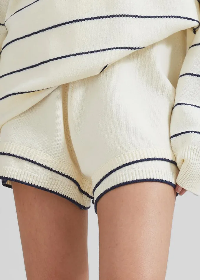 Clothing Women The Frankie Shop Claudia Knit Shorts 8211 CreamNavy Stripe