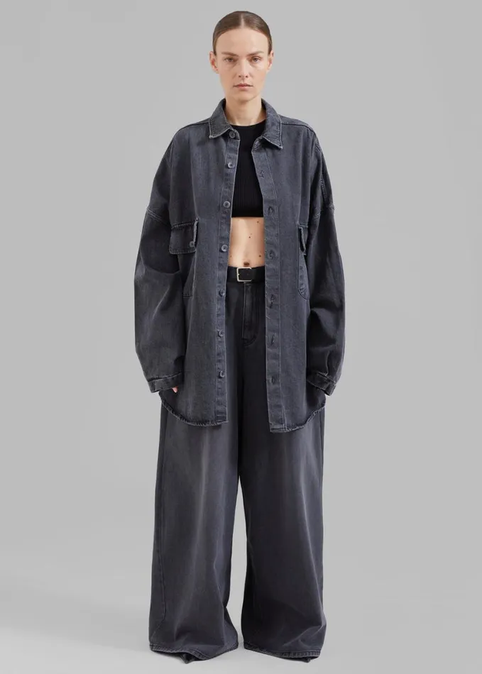Clothing Women The Frankie Shop Dallas Denim Overshirt 8211 Dark Grey
