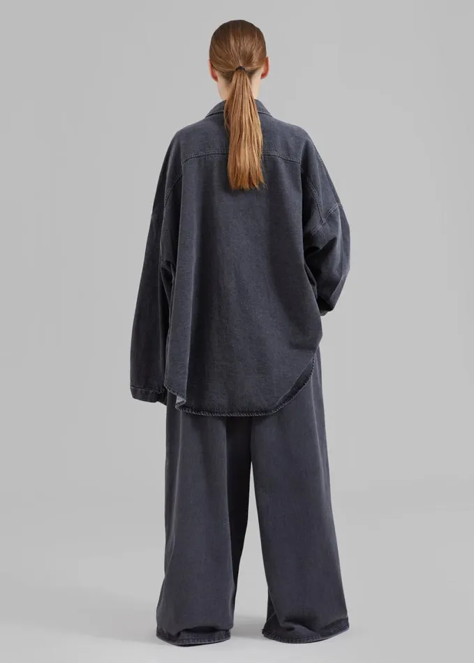 Clothing Women The Frankie Shop Dallas Denim Overshirt 8211 Dark Grey