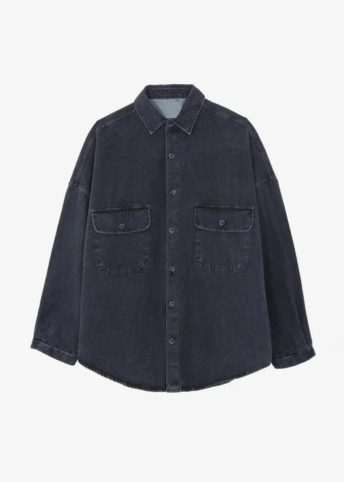 Clothing Women The Frankie Shop Dallas Denim Overshirt 8211 Dark Grey