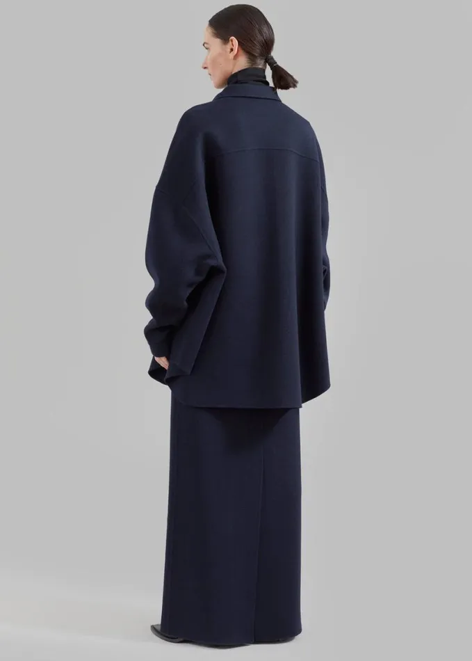 Clothing Women The Frankie Shop Dallas Wool Overshirt 8211 Navy