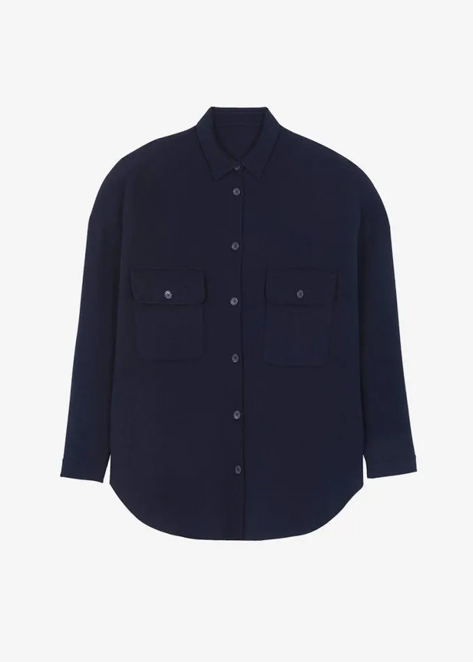 Clothing Women The Frankie Shop Dallas Wool Overshirt 8211 Navy