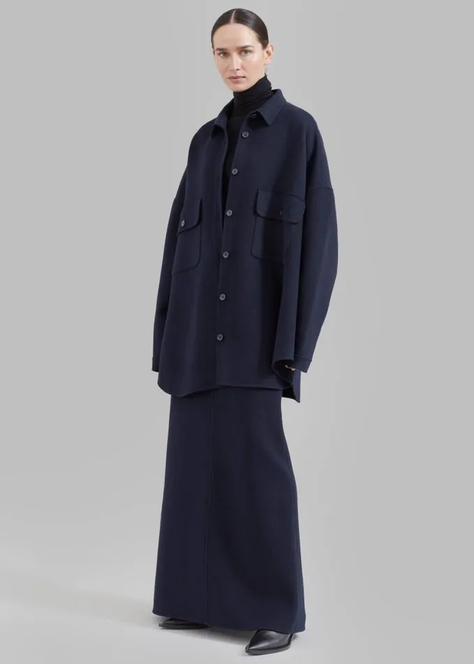 Clothing Women The Frankie Shop Dallas Wool Overshirt 8211 Navy