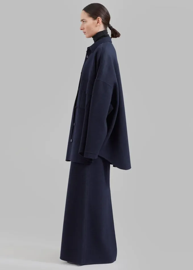 Clothing Women The Frankie Shop Dallas Wool Overshirt 8211 Navy