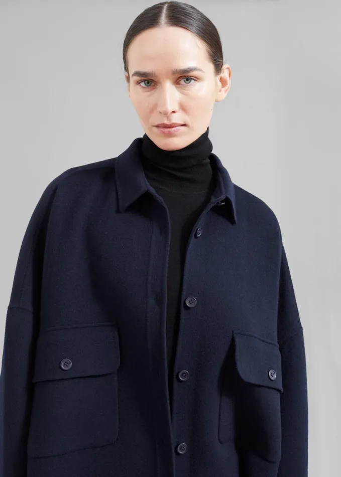 Clothing Women The Frankie Shop Dallas Wool Overshirt 8211 Navy